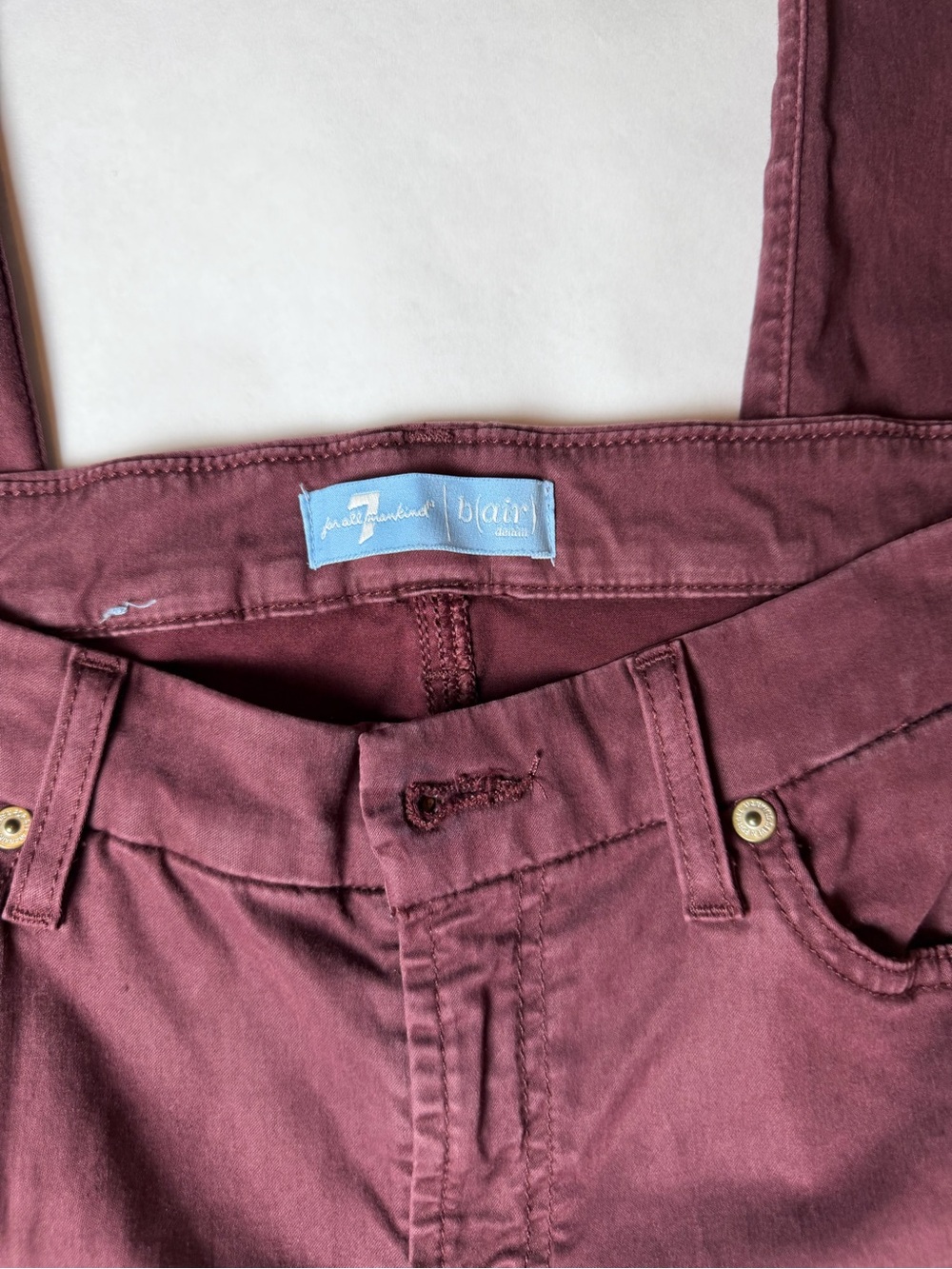 7 For All Mankind Skinny Jeans in Burgundy - Picture 2 of 6